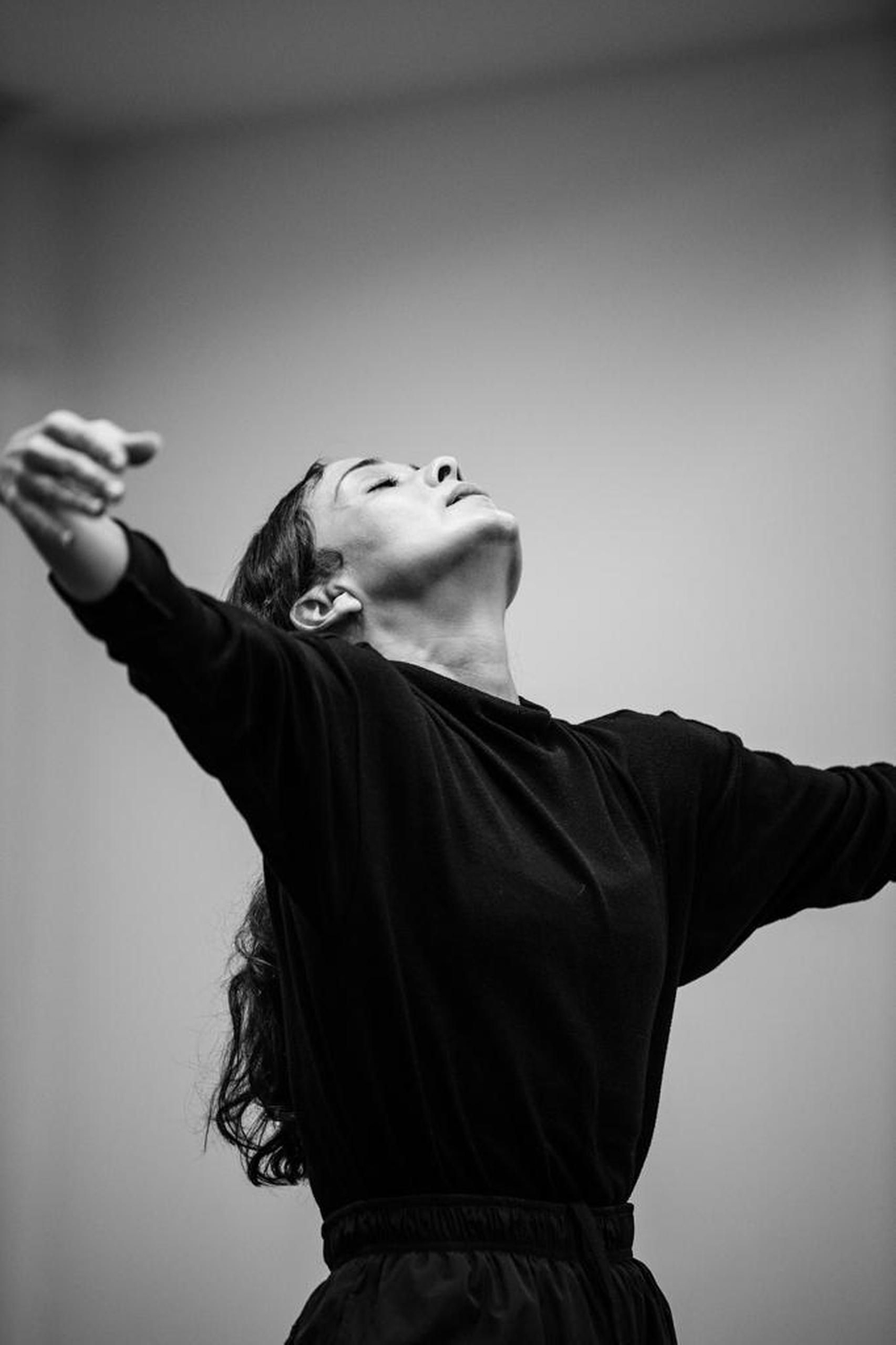 La artista cordobesa, en un ensayo de una de sus coreografías.