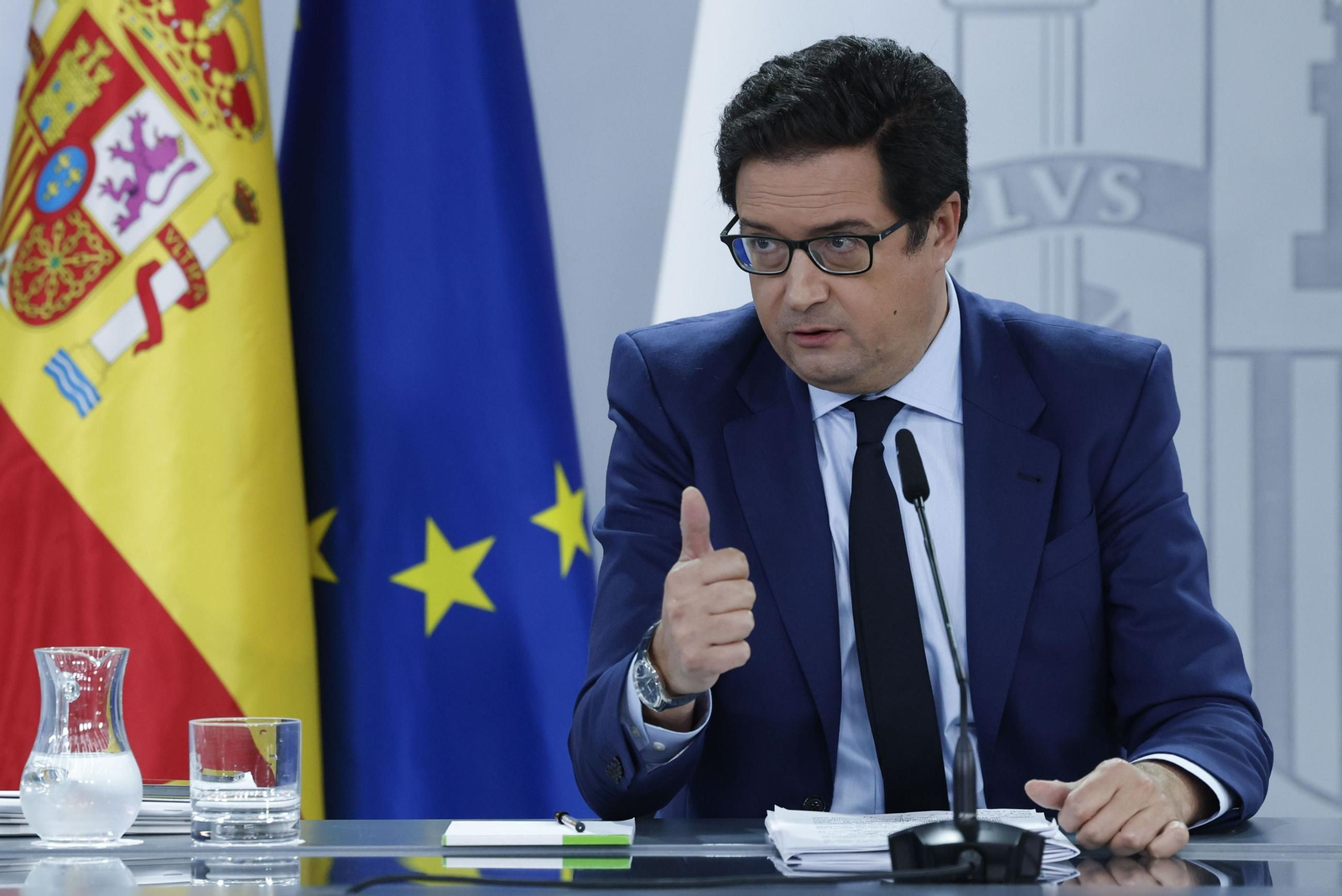 El ministro de Trasnformación Digital, Óscar López, en la rueda de prensa tras el Consejo de Ministro de este martes.