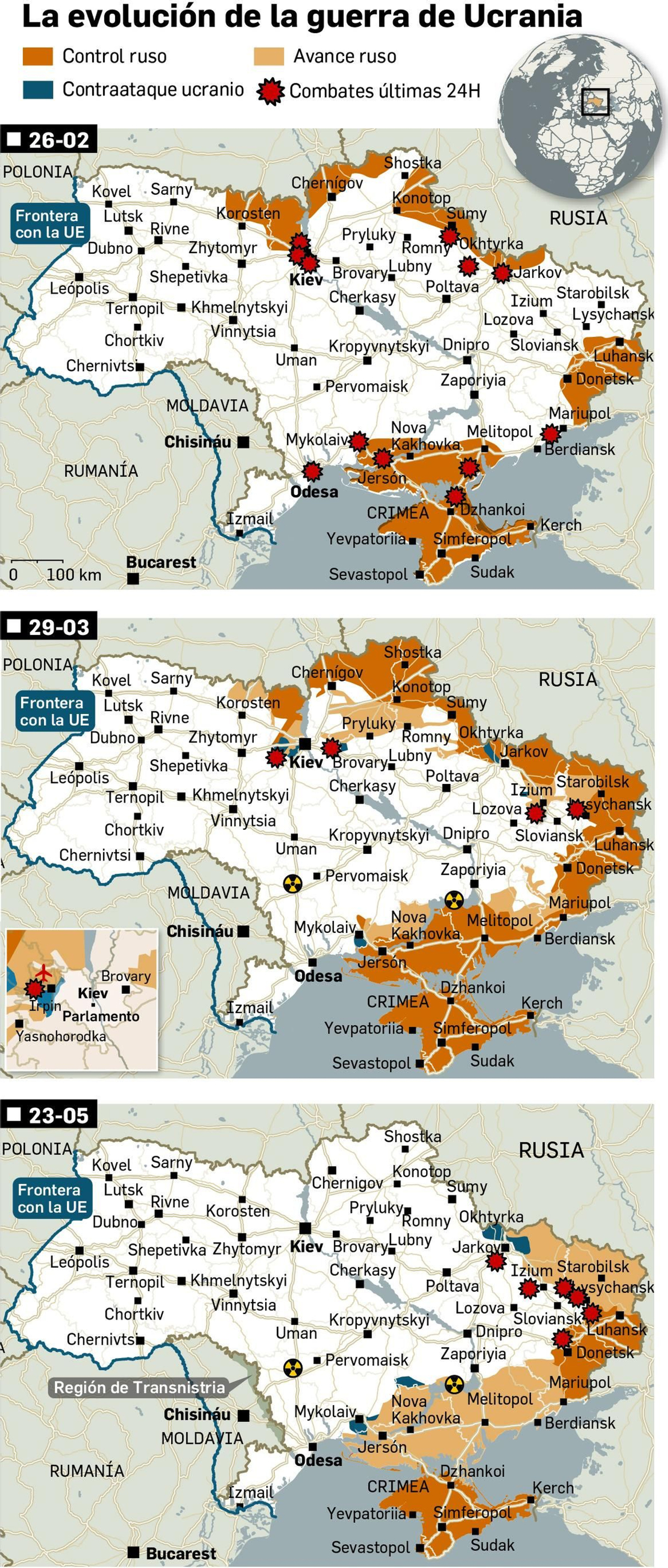 La evolución de la guerra de Ucrania, tres meses después