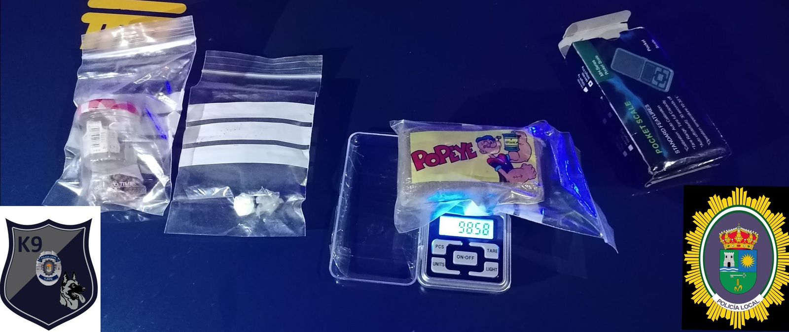Droga intervenida en Turre gracias a la perra Zeta.