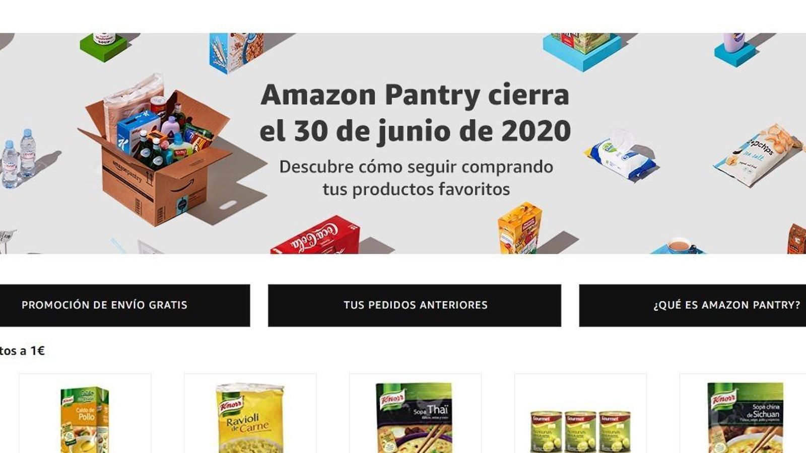 Cierre de Amazon Pantry.