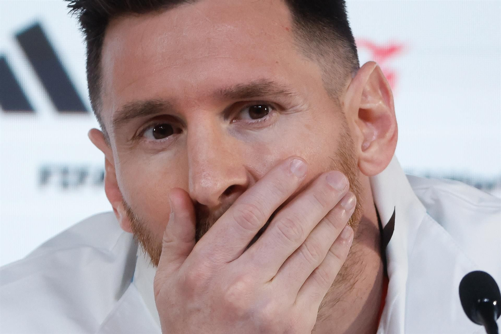 Messi, en el transcurso de la rueda de prensa ofrecida en Qatar.