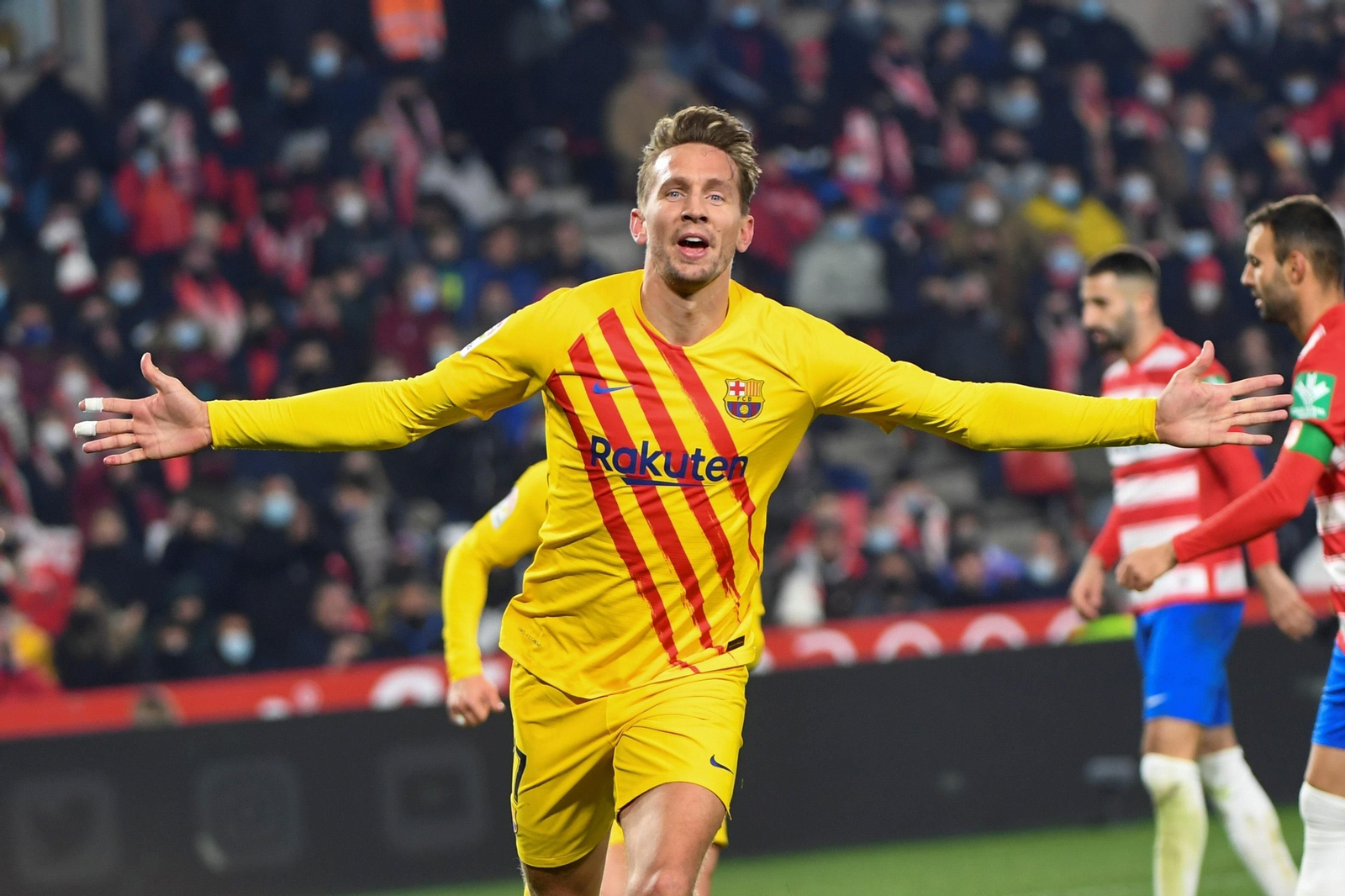De Jong celebra uno de los goles que marcó en su cesión con el Barcelona. De Jong celebra uno de los goles que marcó en su cesión con el Barcelona.