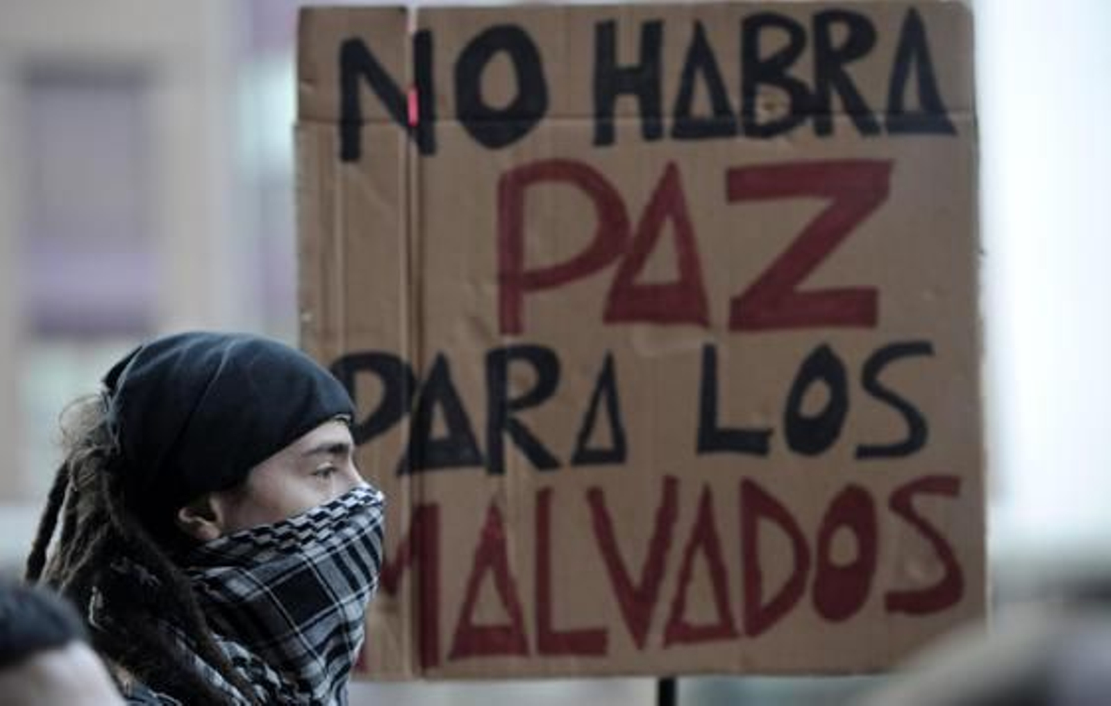 Un joven delante de una pancarta en la movilización de Valencia.

Foto: efe/afp/reuters