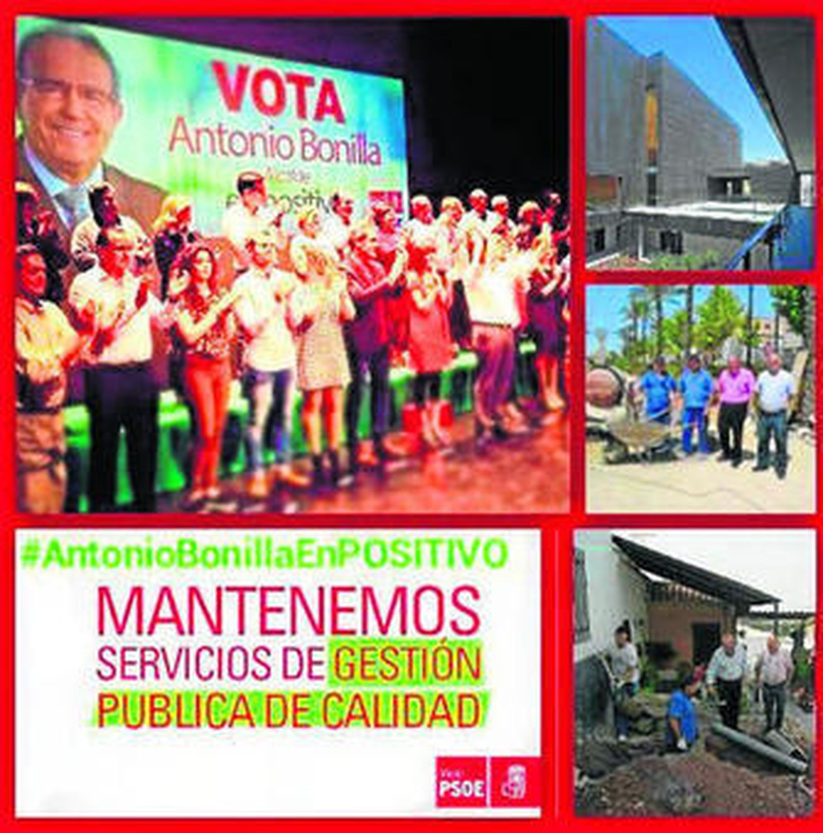 Montaje hecho por los socialisas sobre la defensa de los servicios públicos.