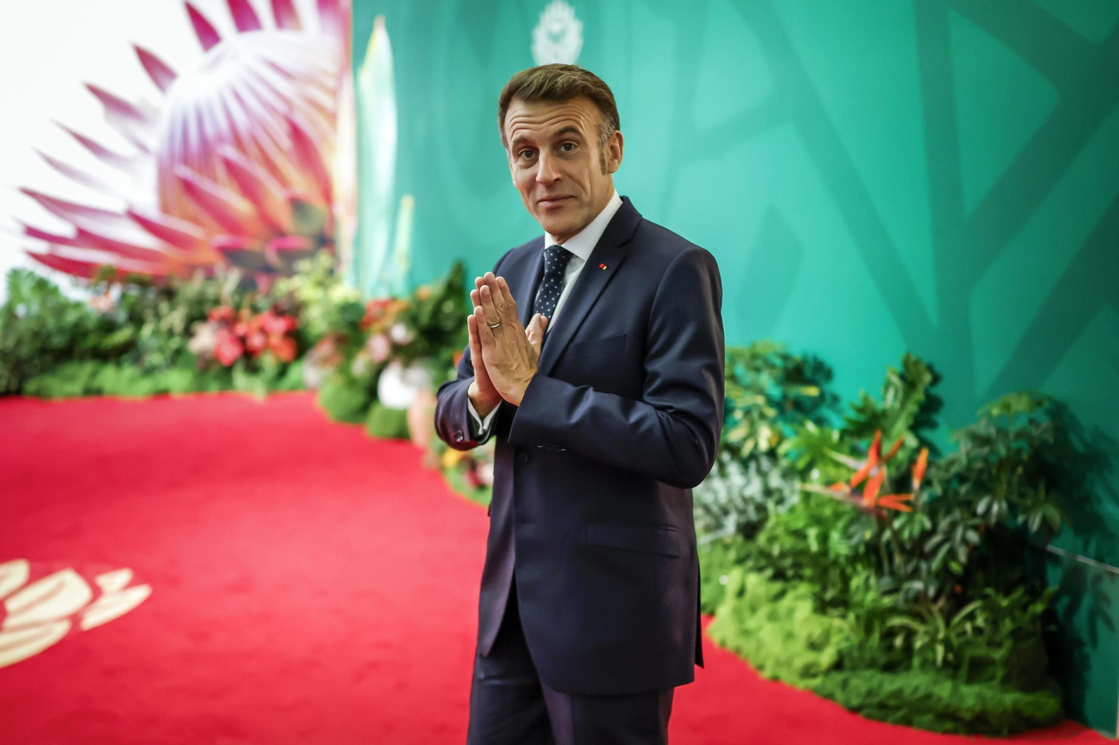 El presidente de Francia, Emmanuel Macron, el domingo en Johannesburgo, durante el G-20.