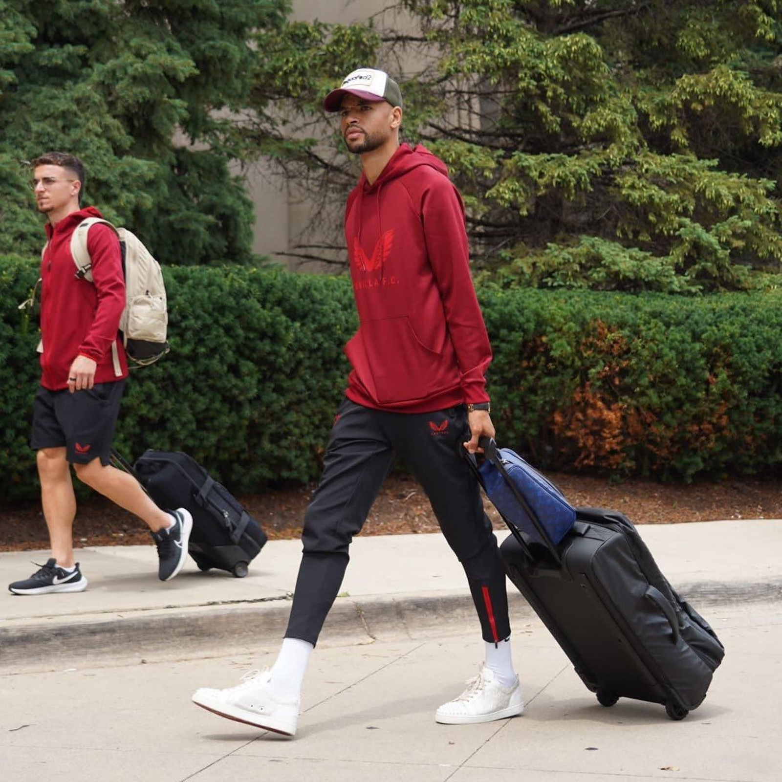 En-Nesyri, a su llegada al hotel de concentración del Sevilla en Detroit.