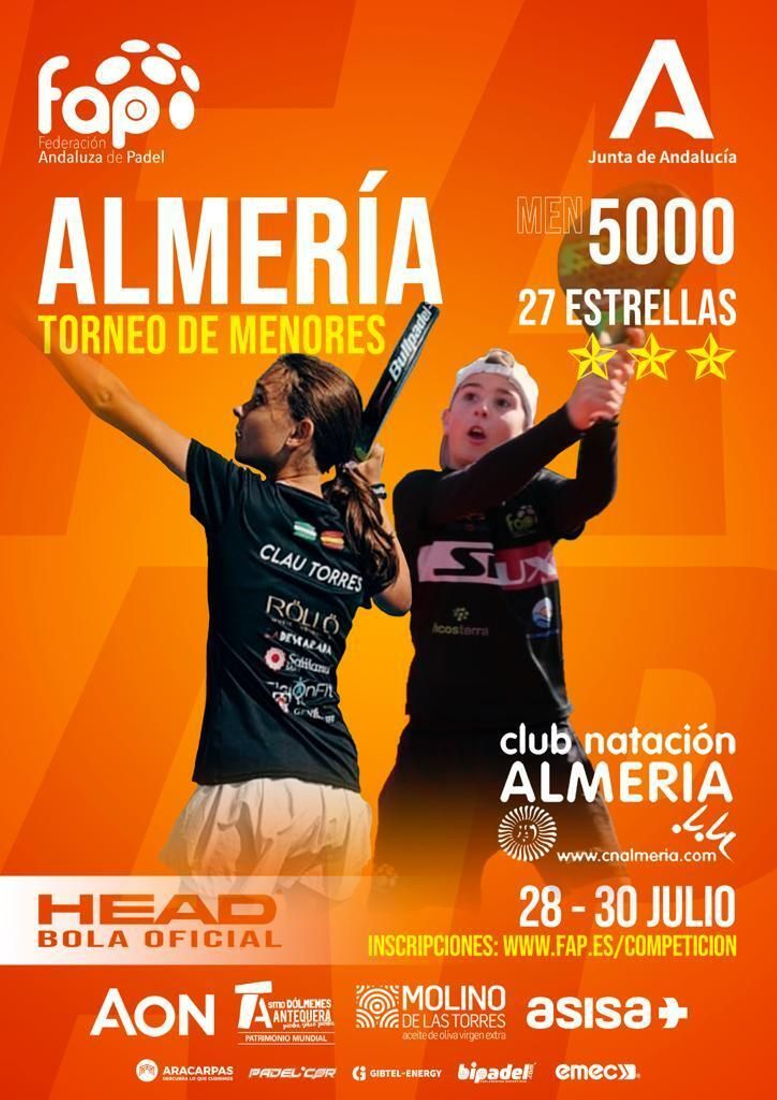 Cartel del torneo de menores que tendrá lugar Almería en este mes.