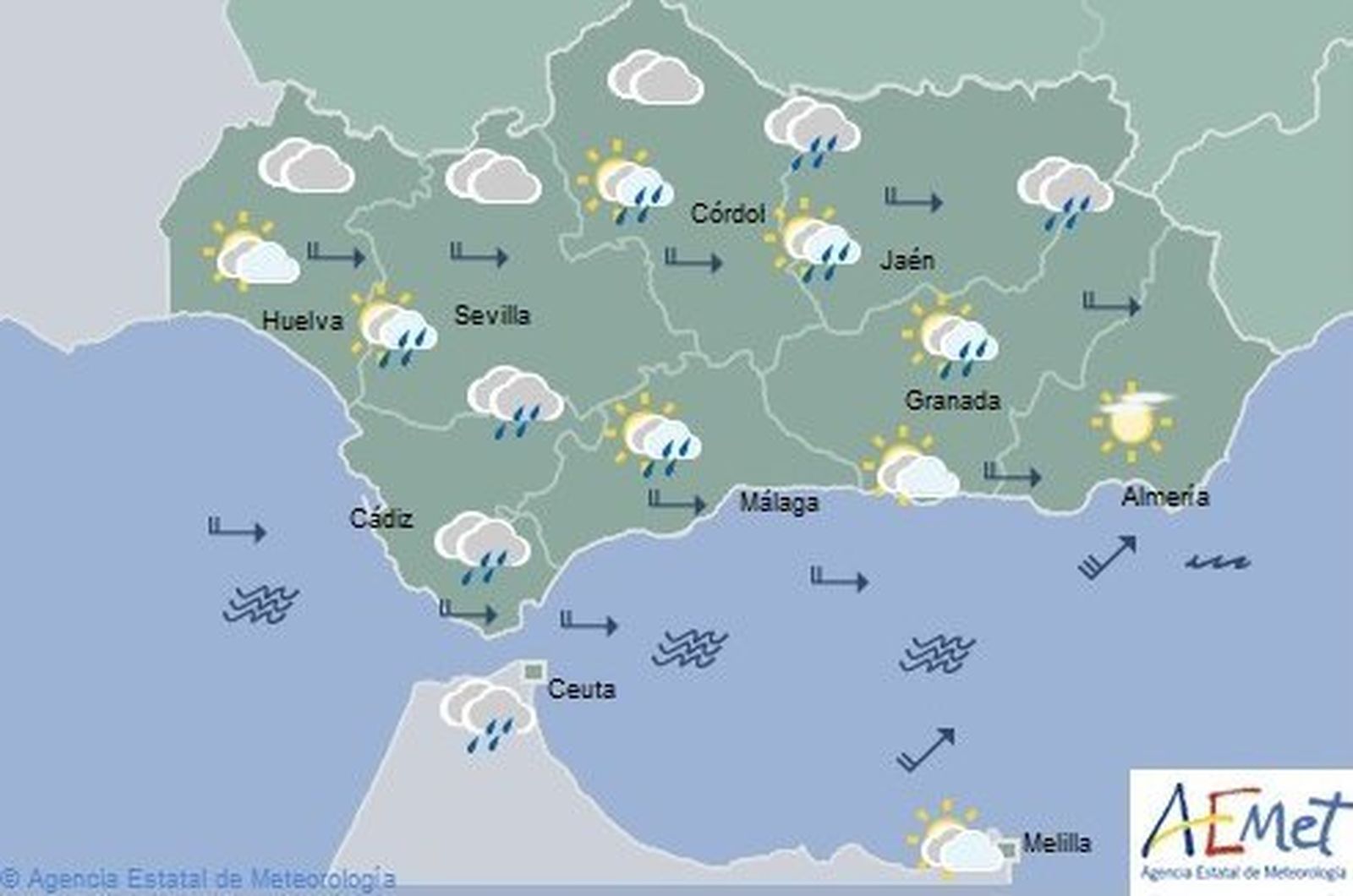 Previsión de Aemet para este miércoles.