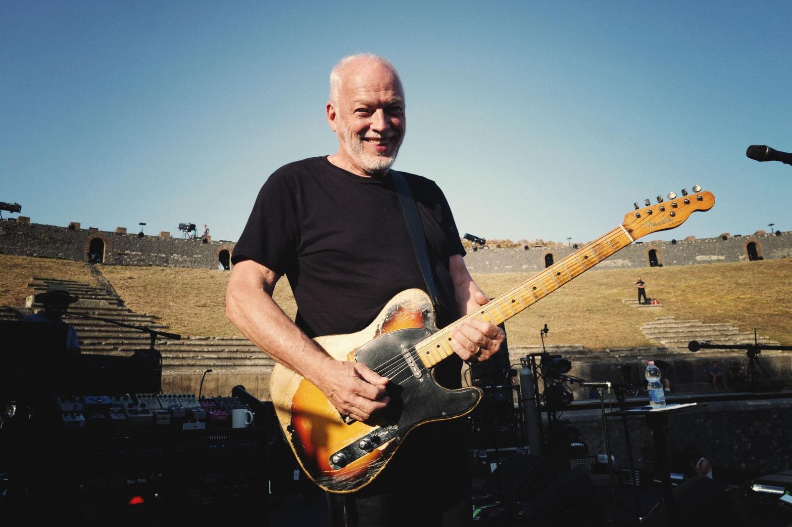 David Gilmour (Cambridge, 1946), el año pasado, en el anfiteatro de Pompeya, durante las pruebas de sonido de sus conciertos.