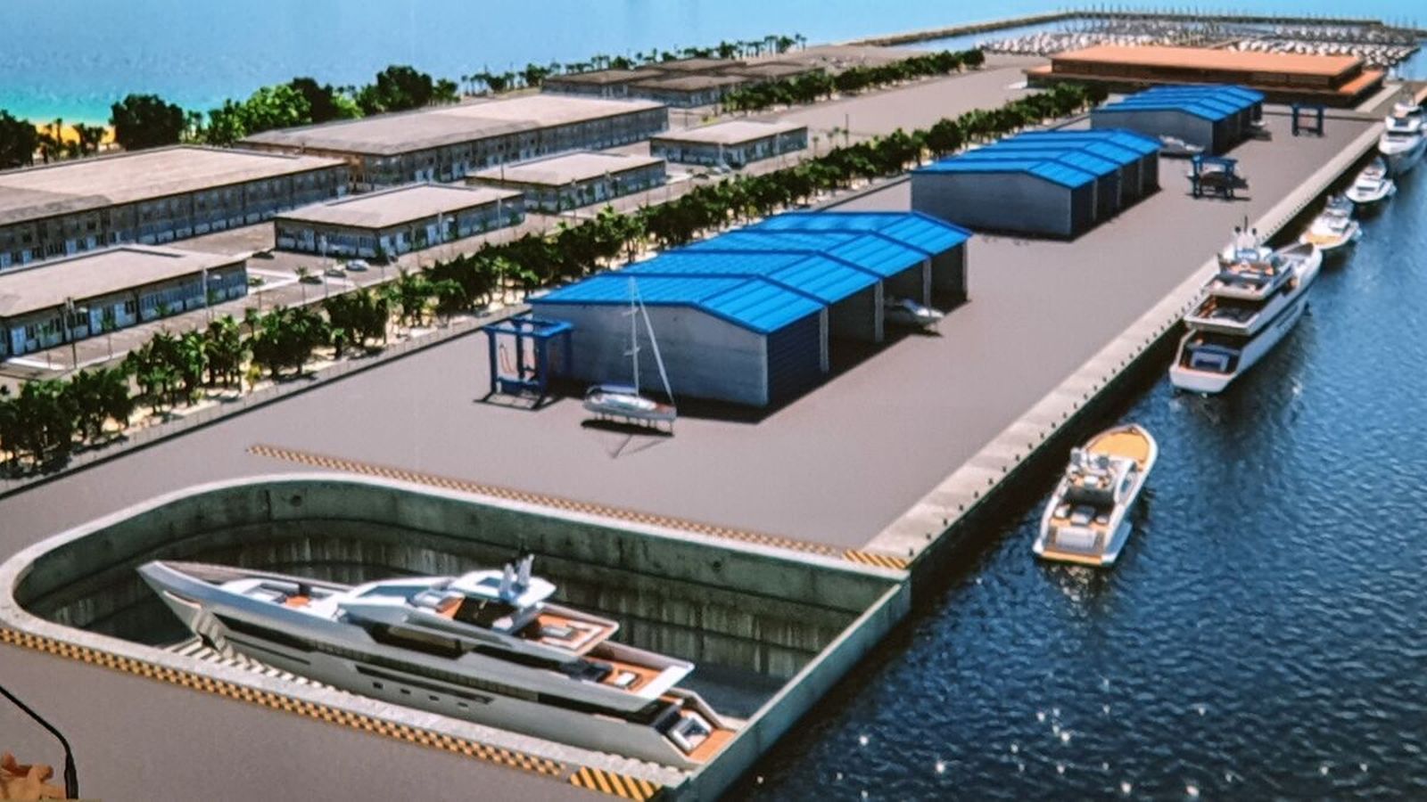 Una imagen virtual del proyecto del muelle para yates de lujo.