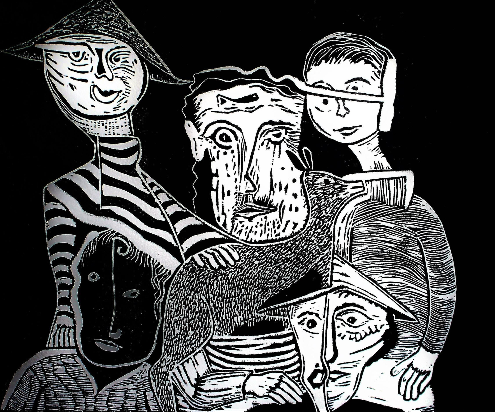 Obra titulada 'La Barraca' que realizó Rafael Gadea con la técnica del linóleo.