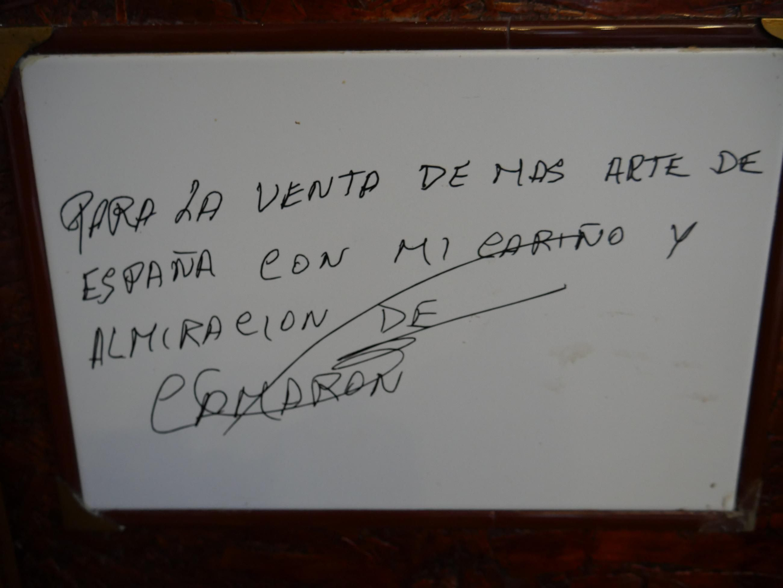 Dedicatoria a la Venta de Vargas firmada por Camarón.