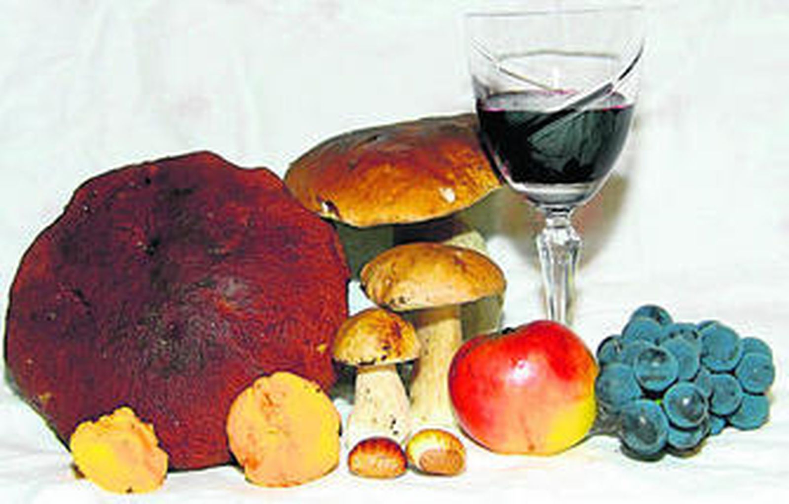 1 y 3. Setas y vino, una combinación perfeta de sabores para el otoño. 2. Colmenillas. 4. Bodegón de diversas setas. 5. Boletus.