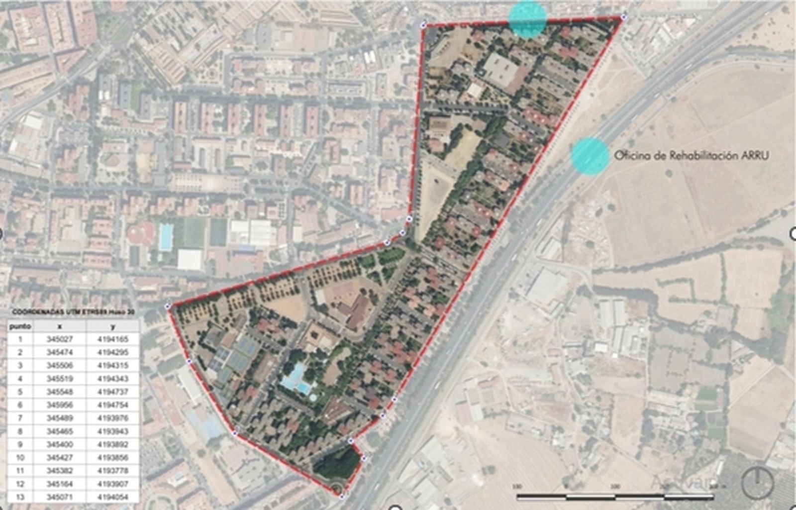 Plano de situación de la Oficina Técnica ARRU Santuario.