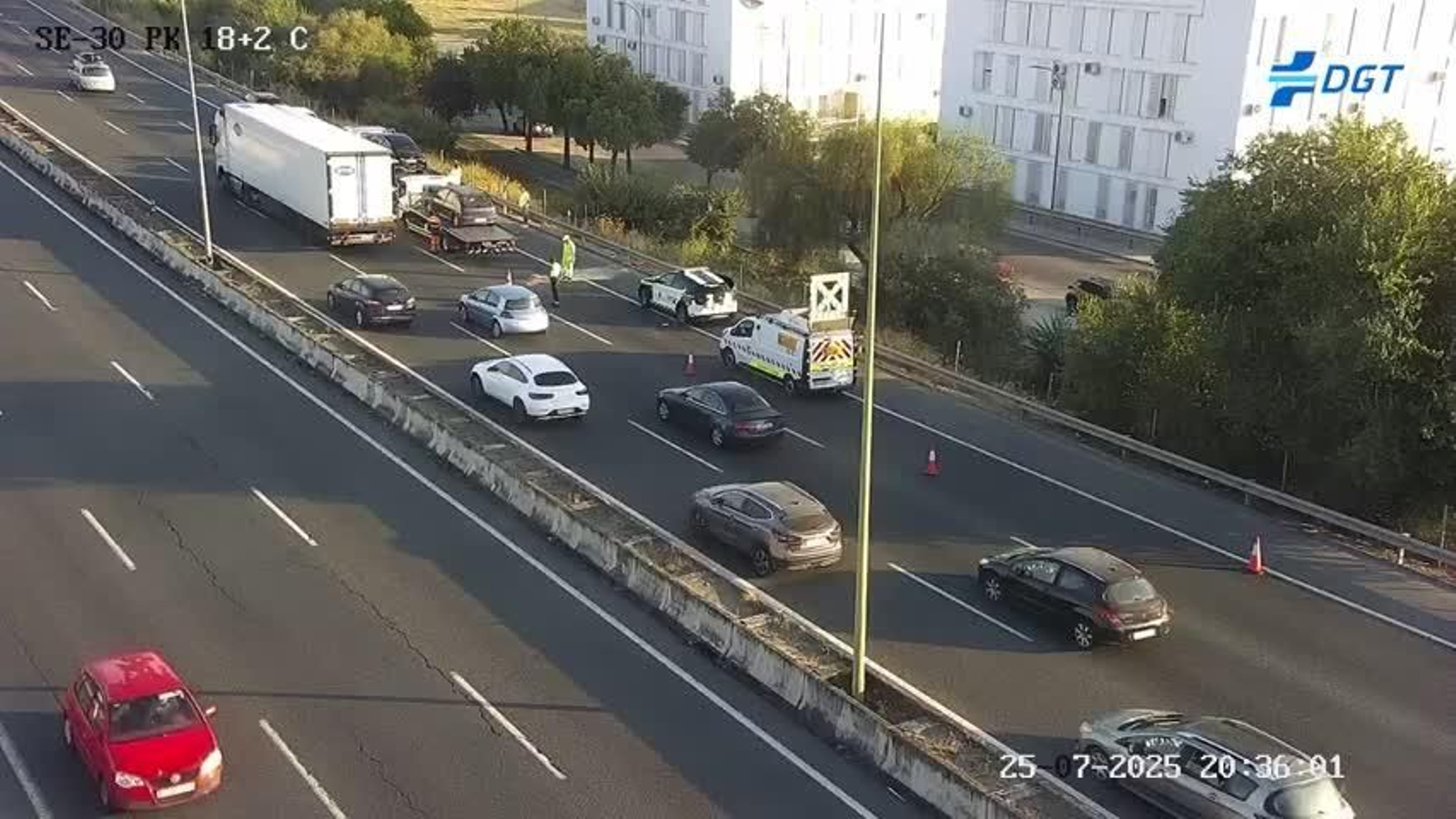 Accidente en la SE-30 por Camas.