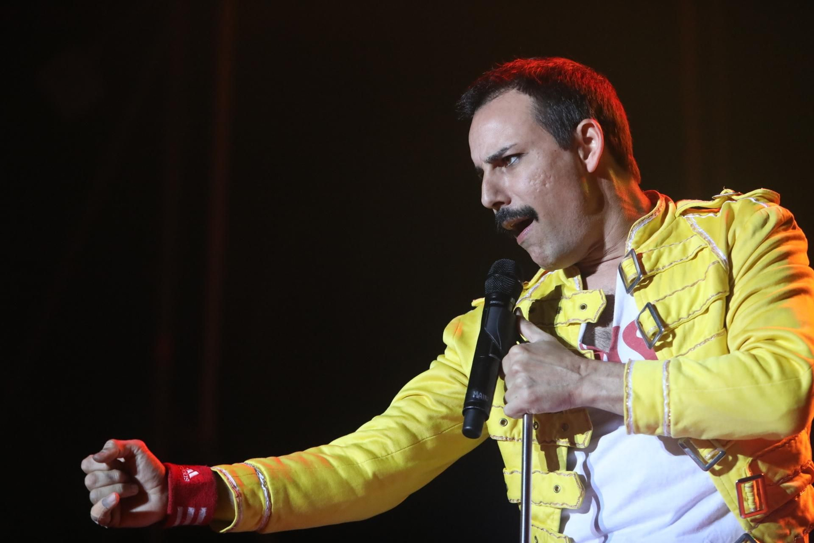 El vocalista de la banda tributo a Queen en el escenario del Concert Music Festival.