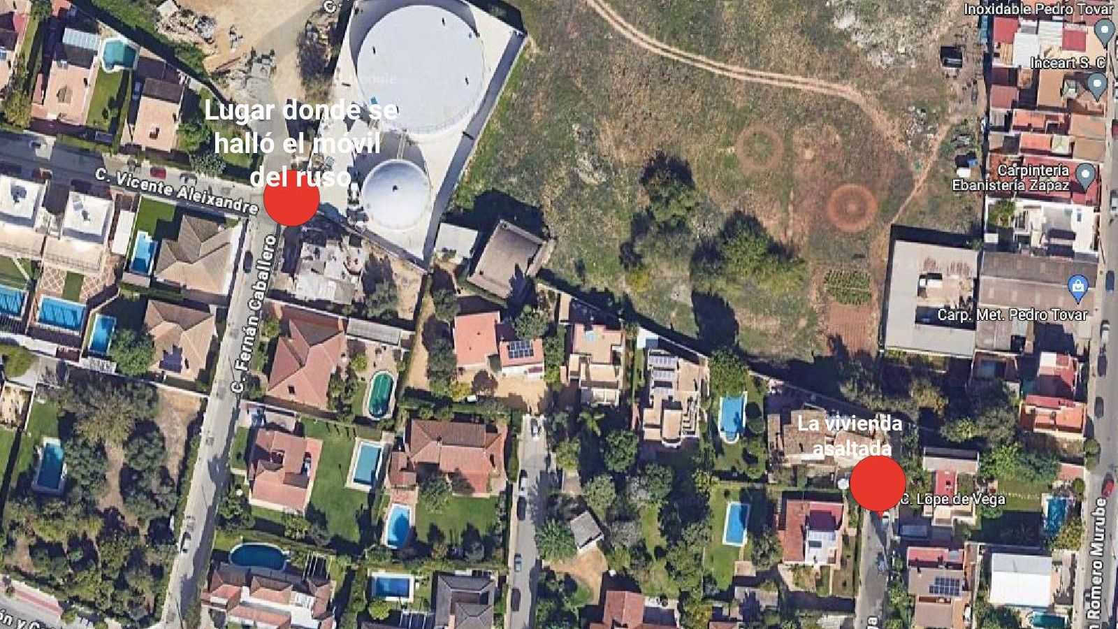 El ruso perdió el móvil en el descampado por el que se accedió a la vivienda de María del Monte.