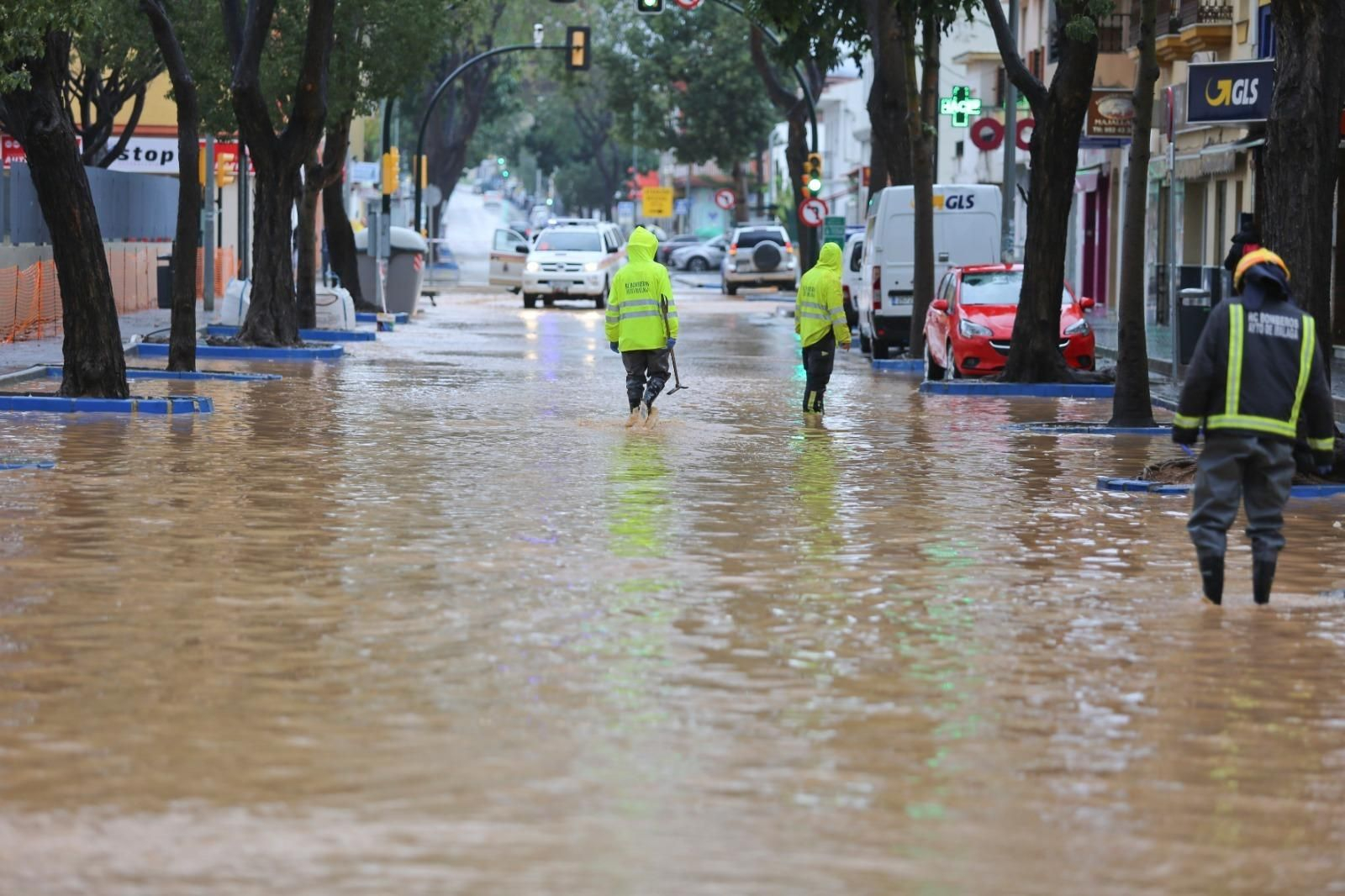 La calle José Calderón de Campanillas inundada. La calle José Calderón de Campanillas inundada.