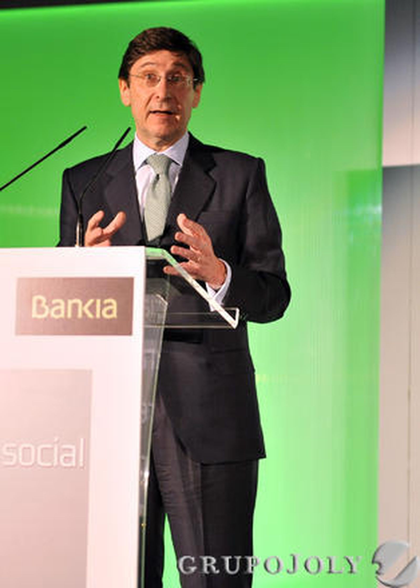 El presidente de Bankia, José Ignacio Goirigolzarri, durante su discurso. / Reportaje gráfico: Juan Carlos Vázquez y Manuel Gómez