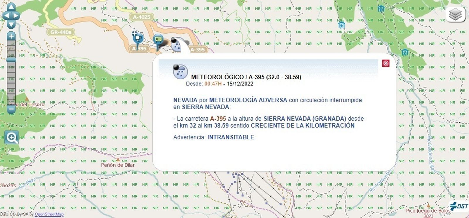 Advertencia de la DGT.