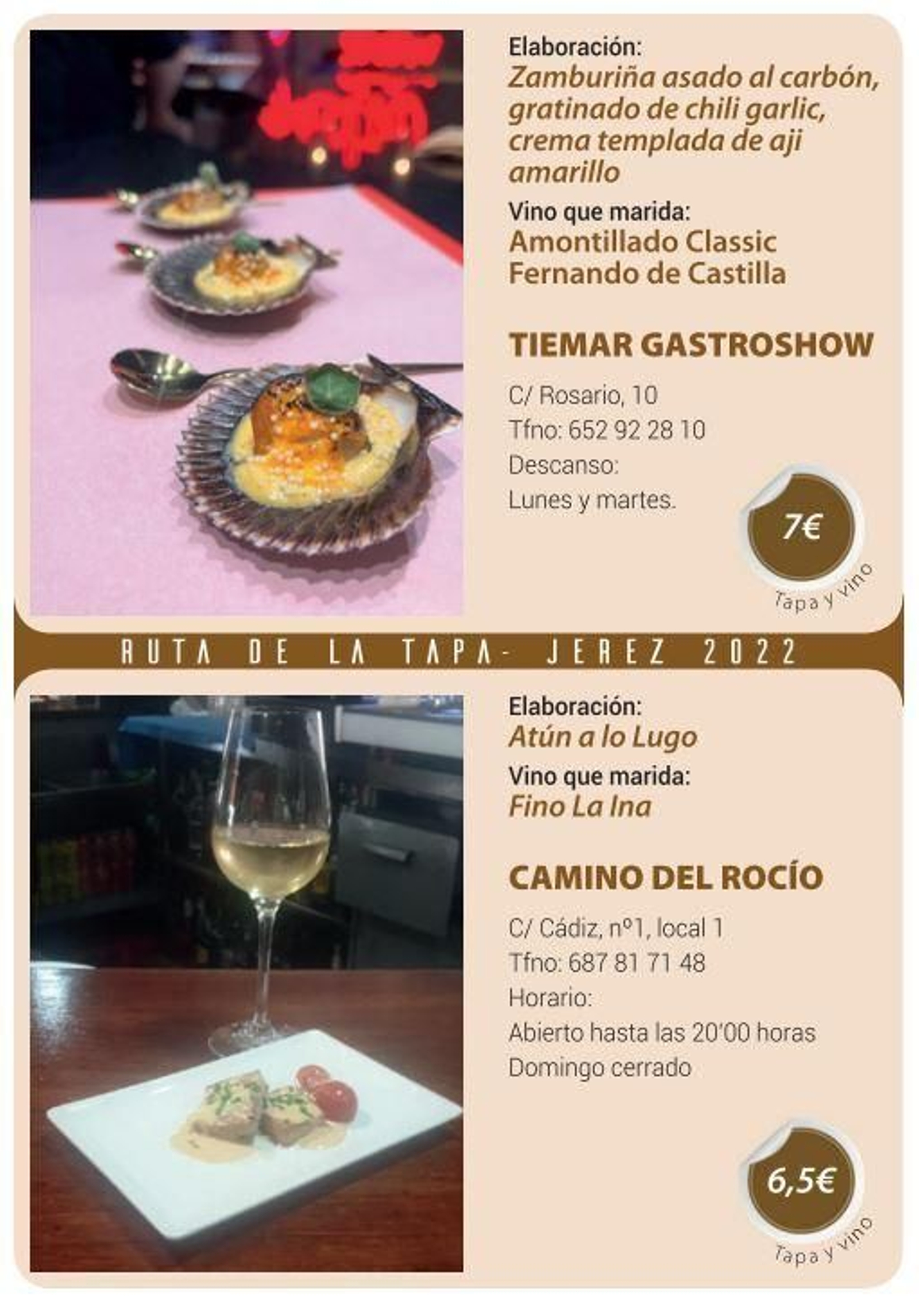 Ruta de la Tapa 'DesTapa Jerez': establecimientos, tapas maridadas y precios