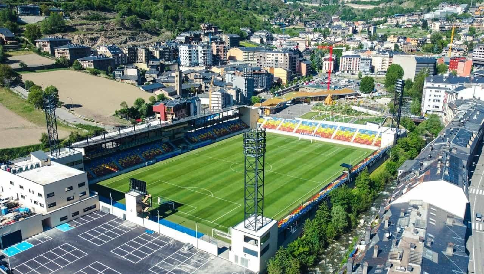 Imagen del nuevo estadio en el que jugará el Andorra.