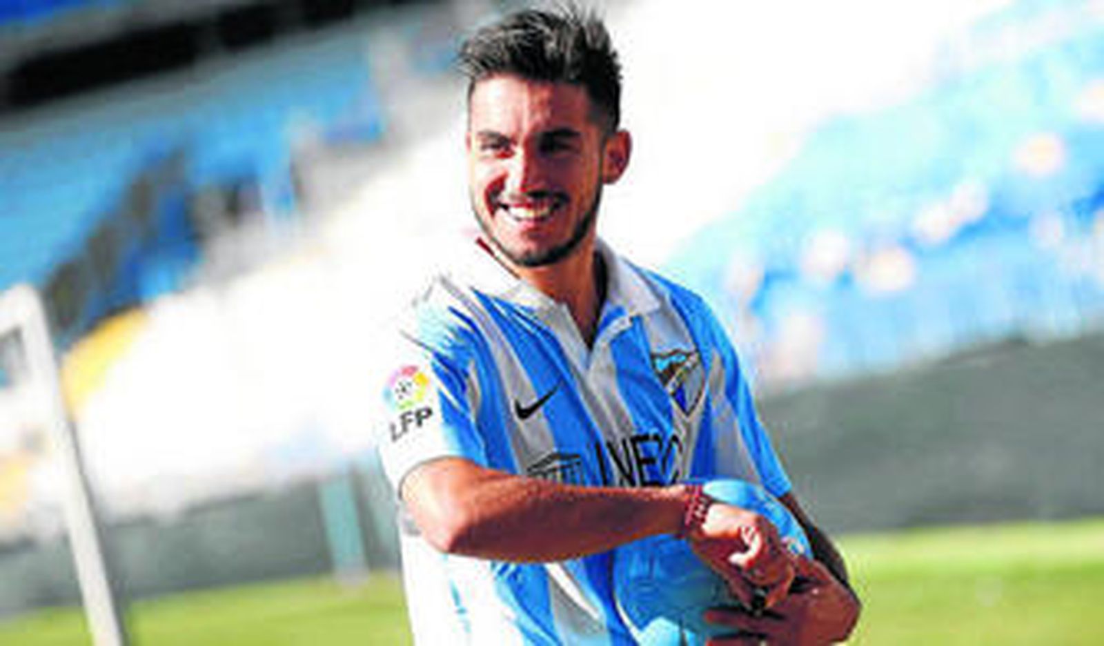 Pedro Morales, en su presentación como jugador del Málaga.