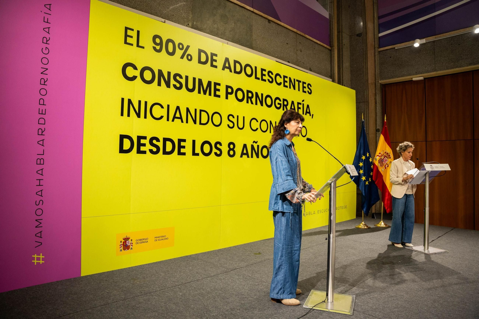 La ministra de Igualdad, Ana Redondo, durante la presentación de la campaña contra la pornografía La ministra de Igualdad, Ana Redondo, durante la presentación de la campaña contra la pornografía