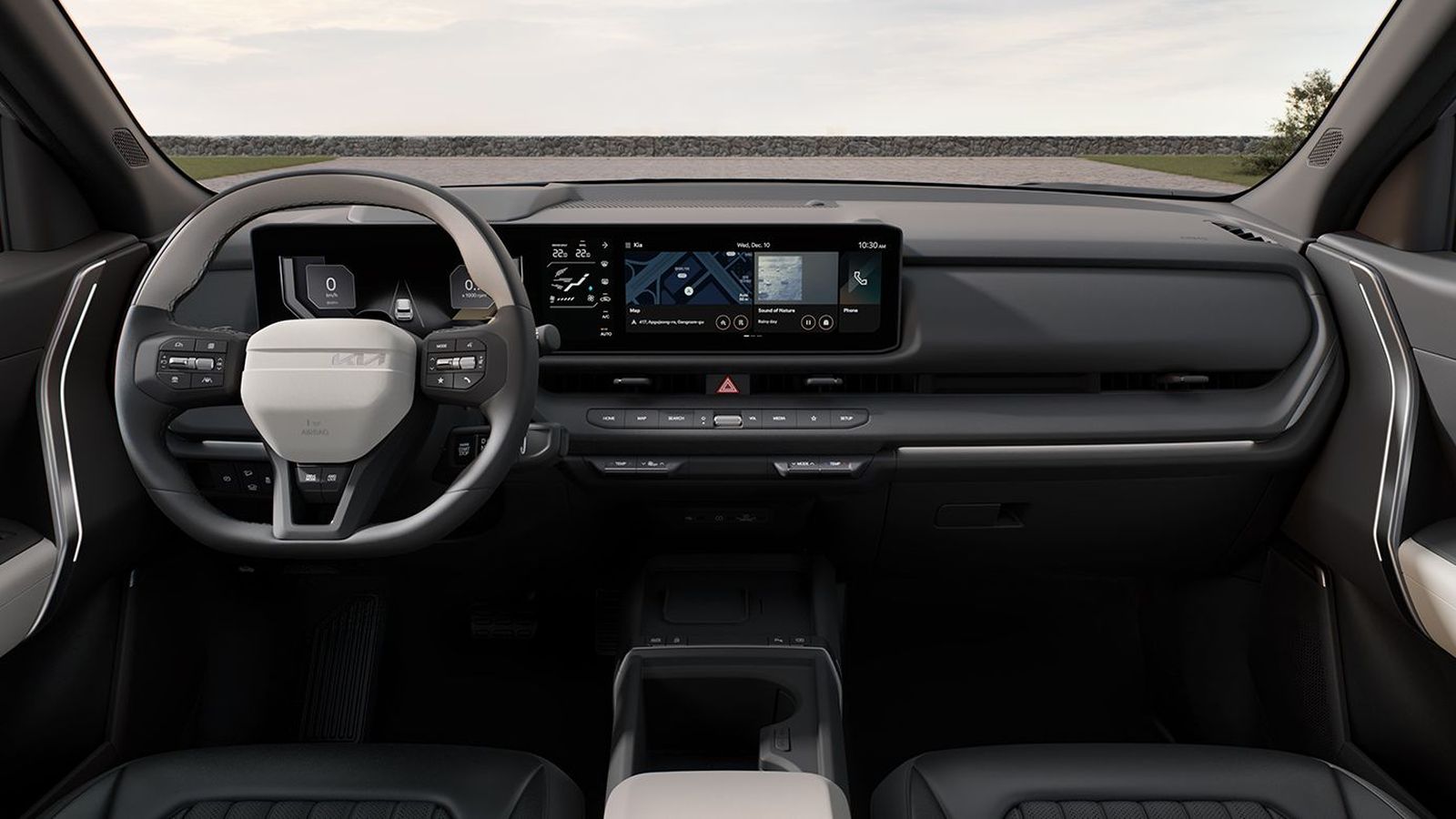 El Seltos es, parcialmente, muy parecido al del Kia EV3 en tanto a volante o instrumentación son prácticamente compartidos con éste, entre otros. El resto del salpicadero sigue el diseño de los últimos modelos de la marca.