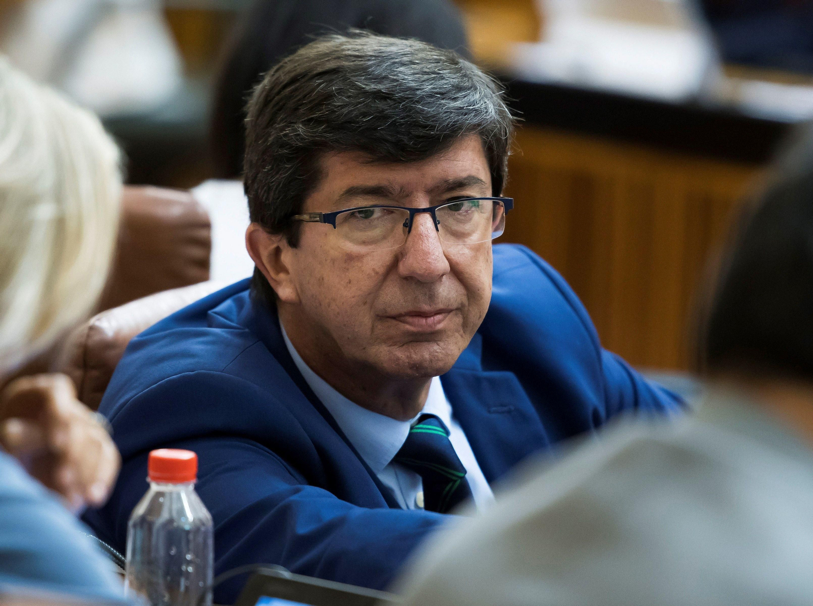 El líder de Ciudadanos en Andalucía, Juan Marín, en el Parlamento andaluz.