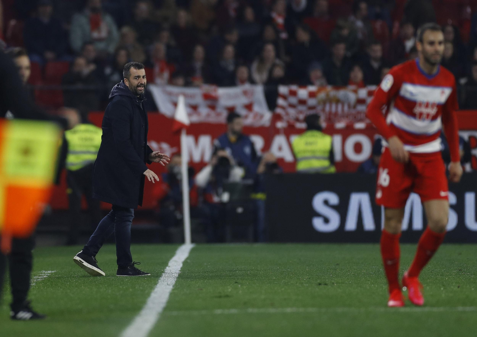 Diego Martínez durante el choque de la pasada jornada ante el Sevilla FC.