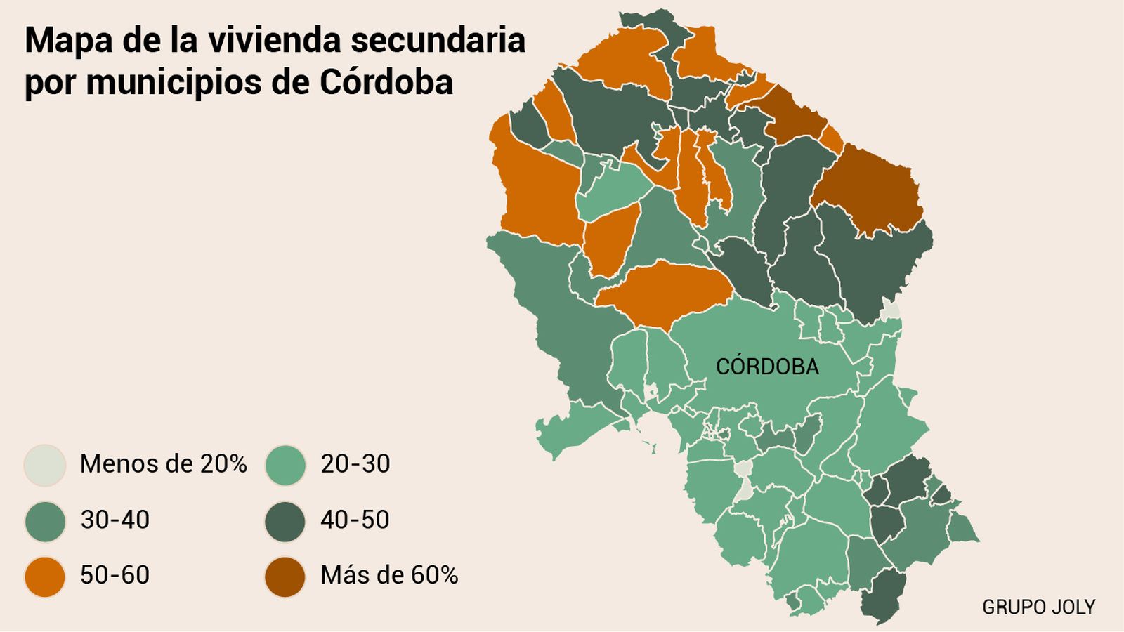 Mapa de la vivienda secundaria de Córdoba. Fuente: INE