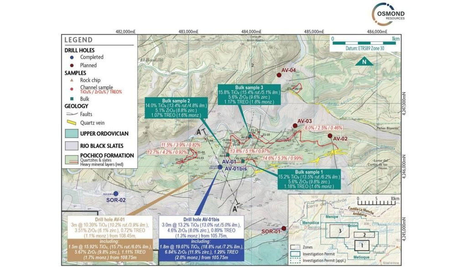 Mapa del segundo sondeo que la empresa Osmond está llevando a cabo en Jaén.
