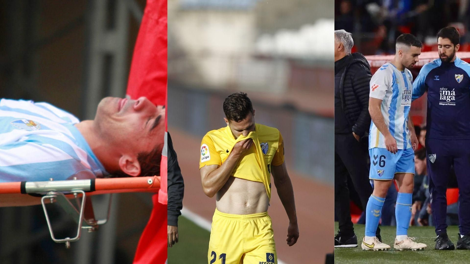 Weligton, Calero y Ramón tras lesionarse en Almería