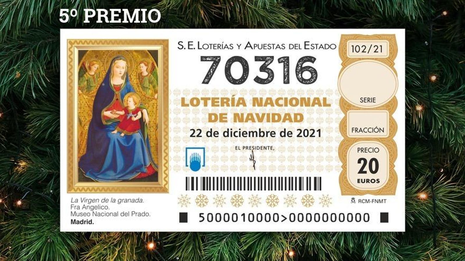 El 70.316 , segundo quinto premio de la mañana