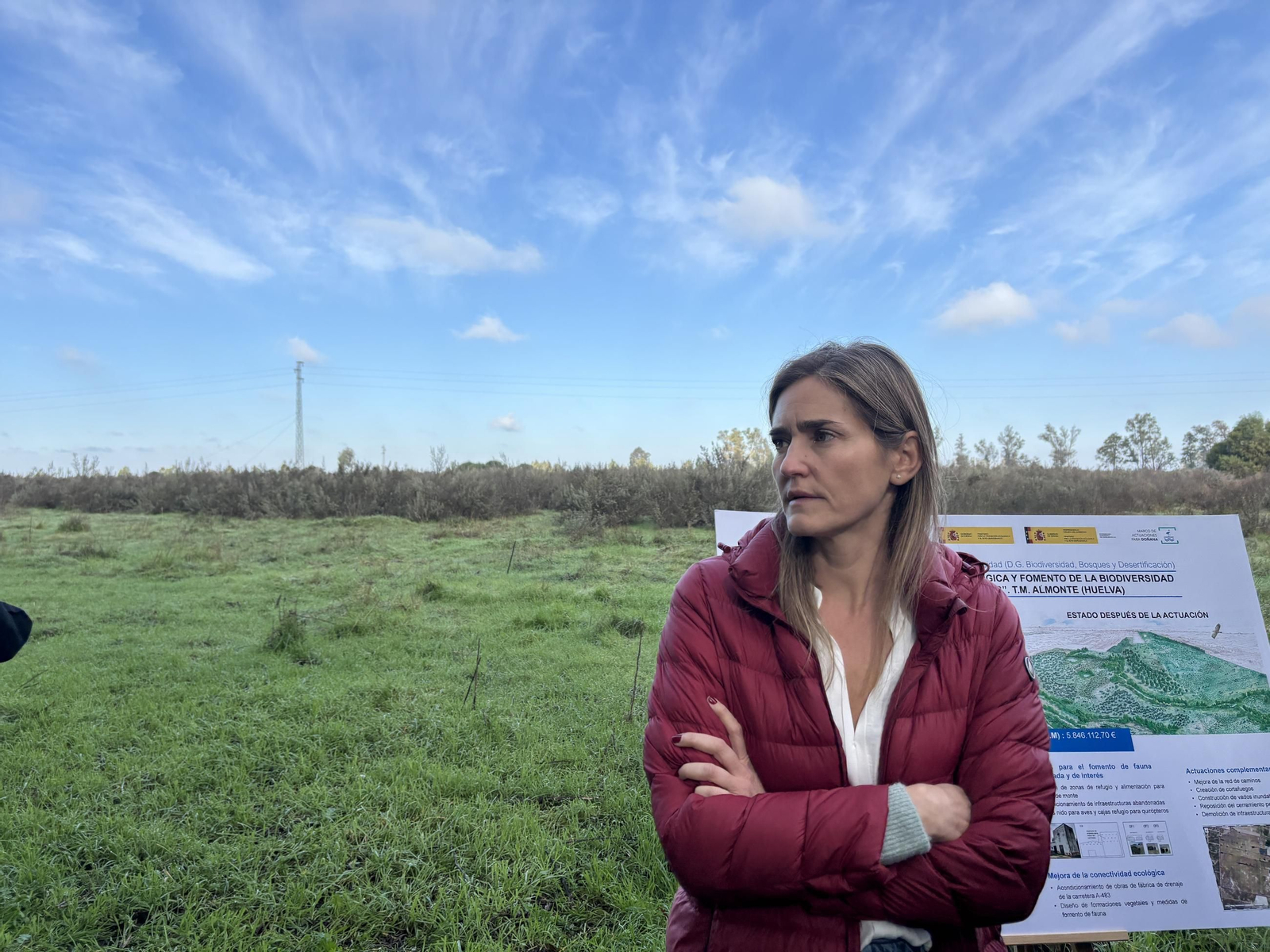 La vicepresidenta y ministra de Transición Ecológica, Sara Aagesen, esta mañana en Doñana.