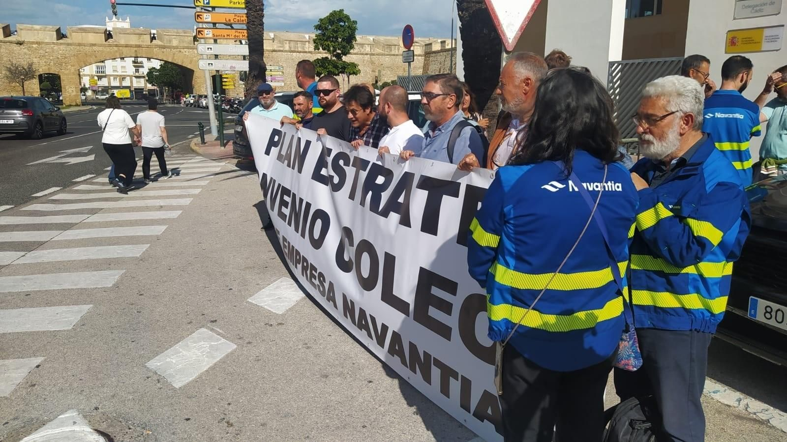 Concentración de los comités de Navantia en la Bahía de Cádiz, en una imagen de archivo.