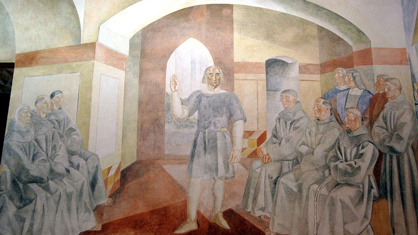 'Las conferencias', Colón con los frailes franciscanos.