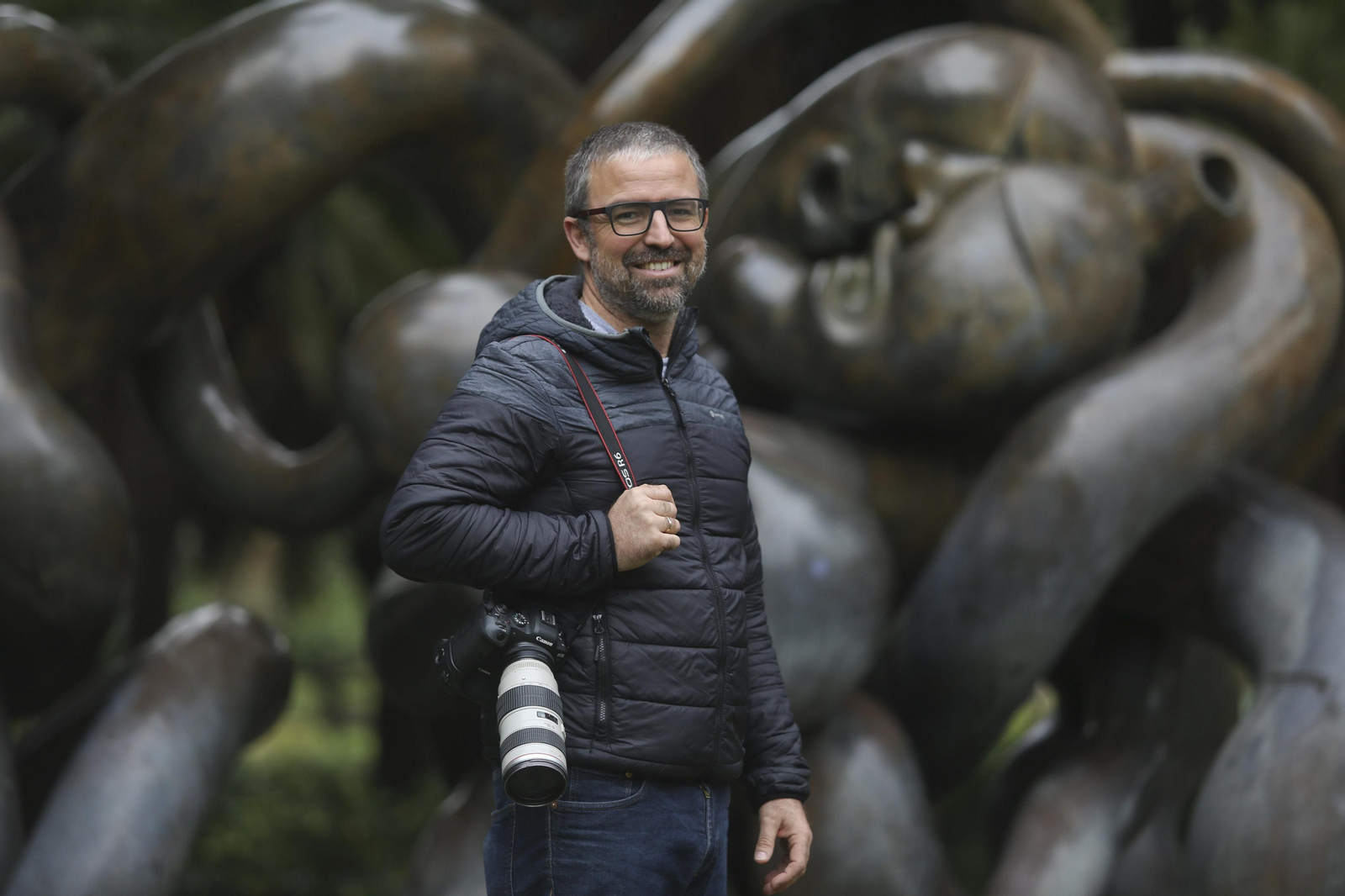 Daniel Pérez en los Jardines de Picasso, ayer.