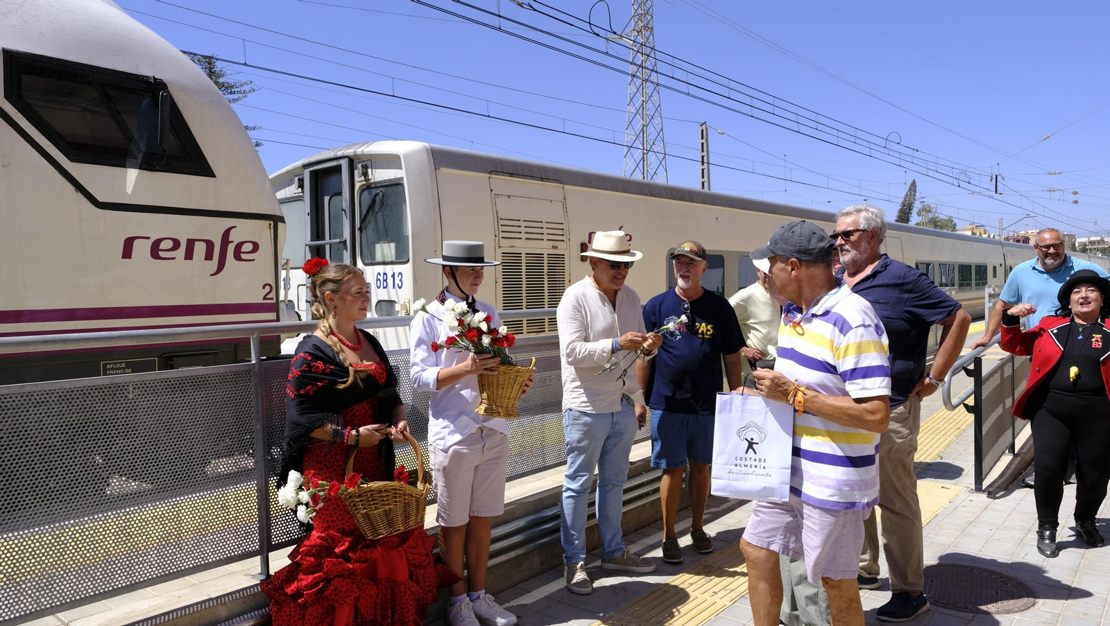 Claveles en defensa del tren en la provincia de Almería, en imágenes