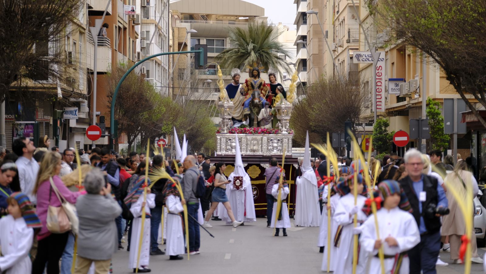 La Borriquita procesiona por las calles de Almería, en imágenes
