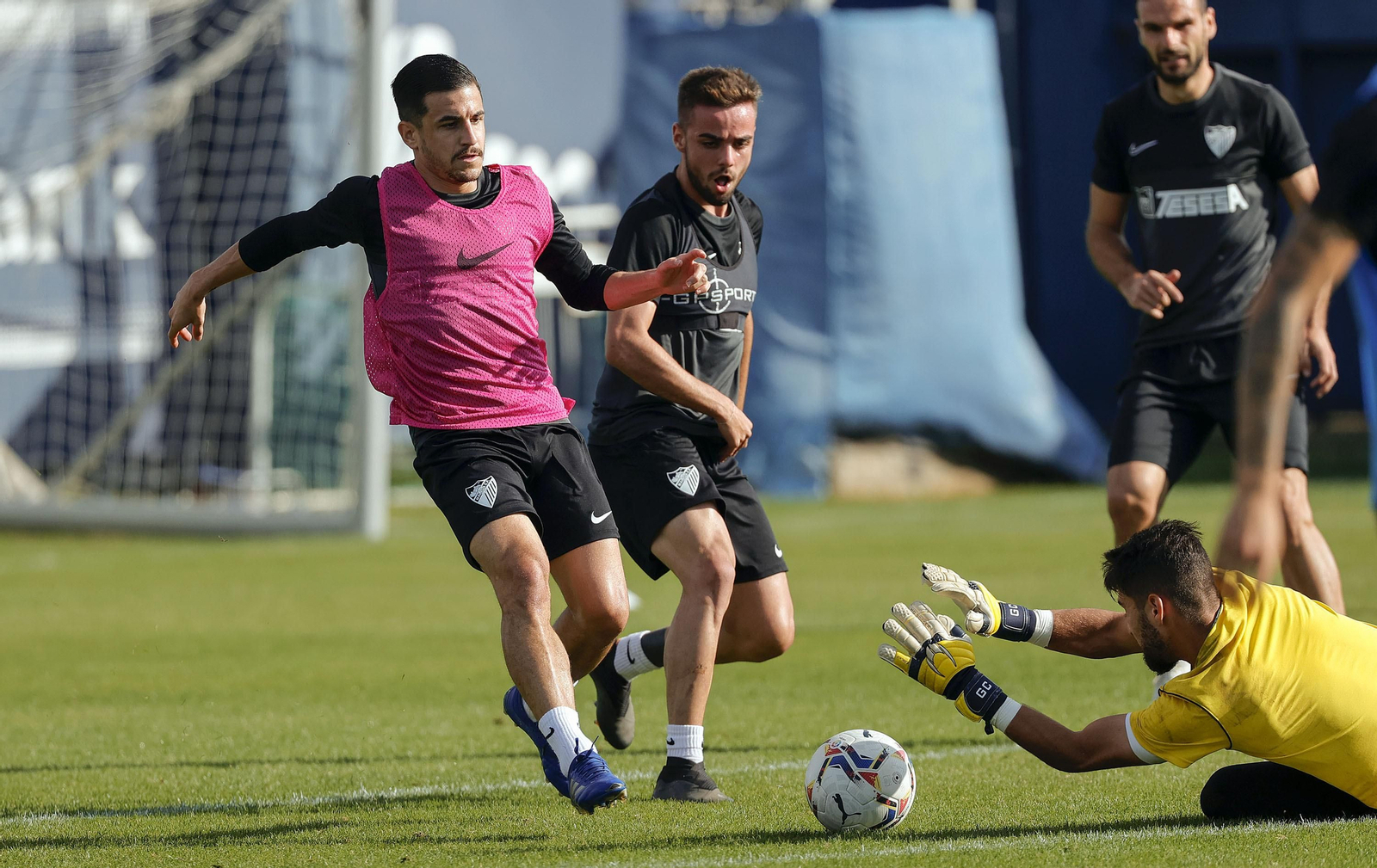 Lance del entrenamiento del miércoles del Málaga.