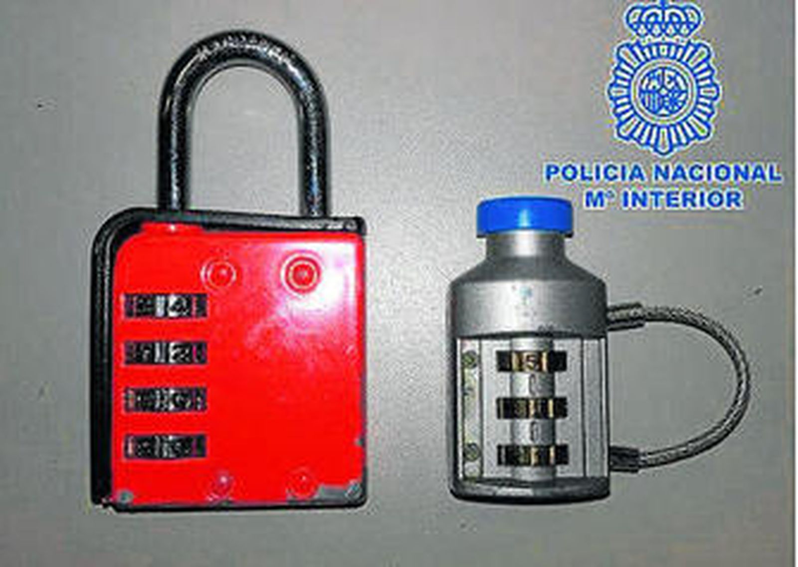 Los candados intervenidos por la Policía Nacional.