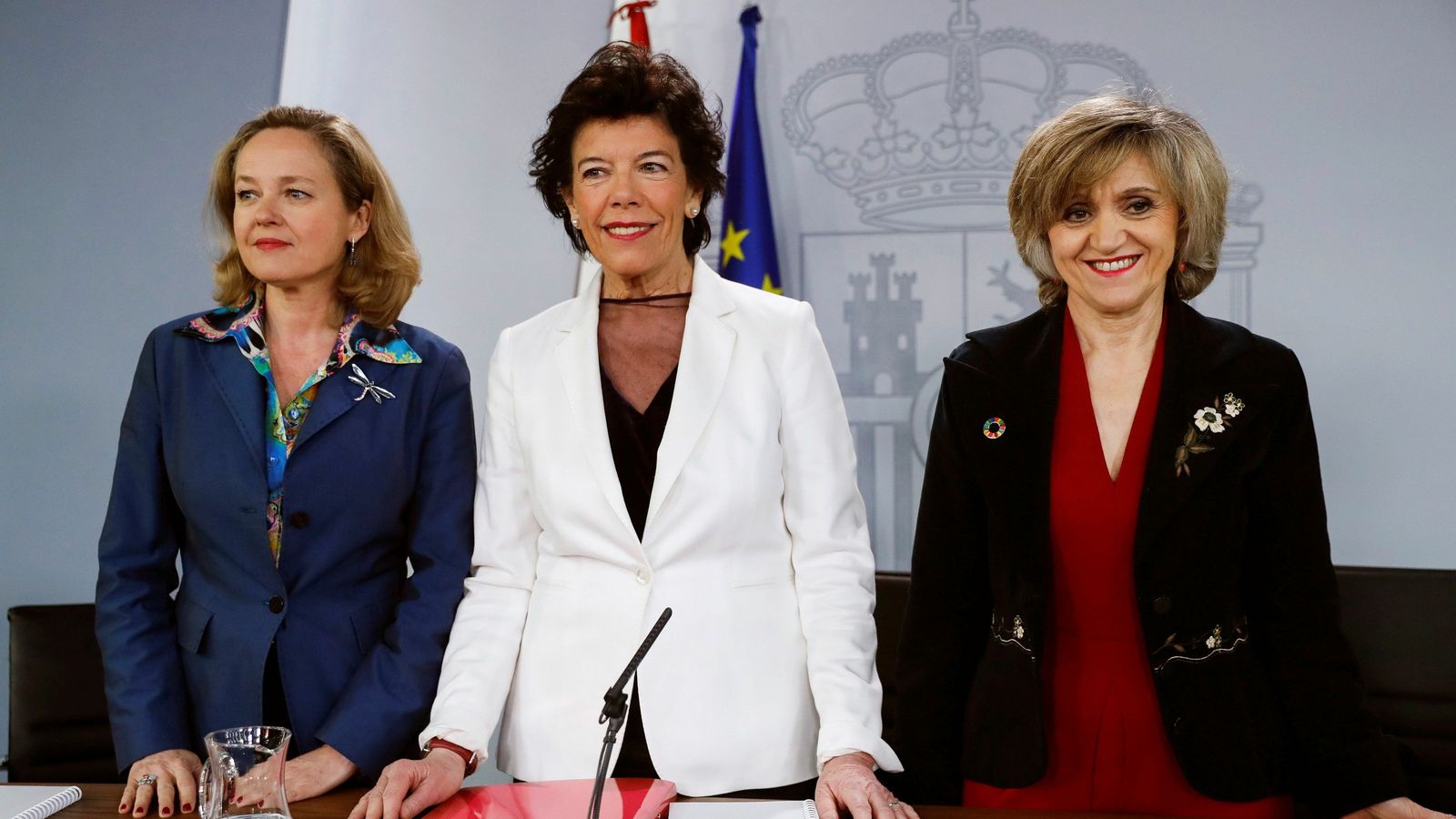 Calviño, Celaá y Carcedo, en la rueda de prensa posterior al Consejo de Ministros.