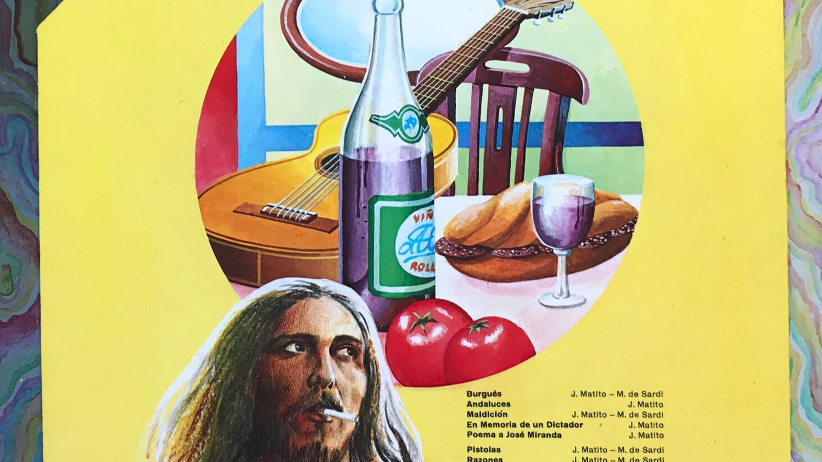 Contraportada del disco ¡Salud! de Julio Matito pagado por el PSOE en 1976