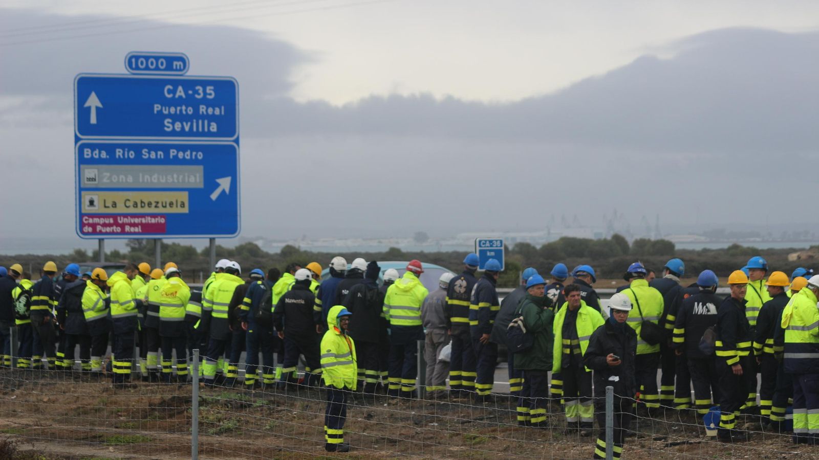 Protesta de los trabajadores del astillero de Puerto Real.