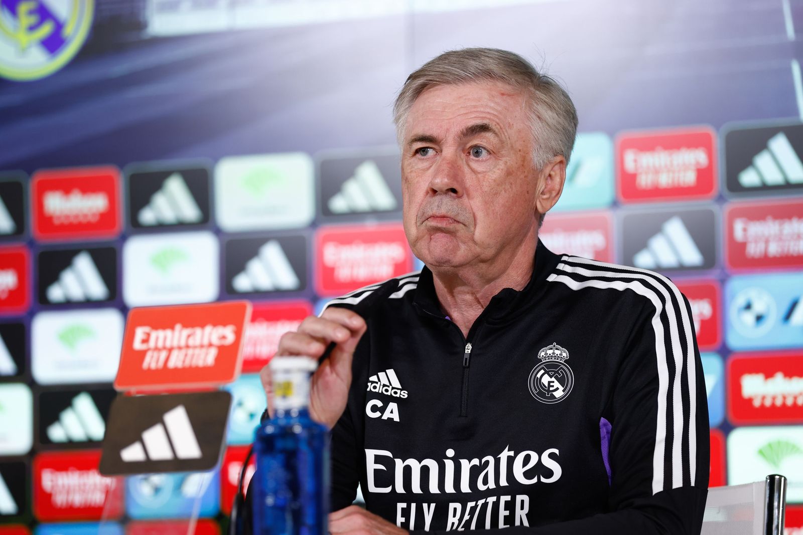 Ancelotti, durante su comparecencia.