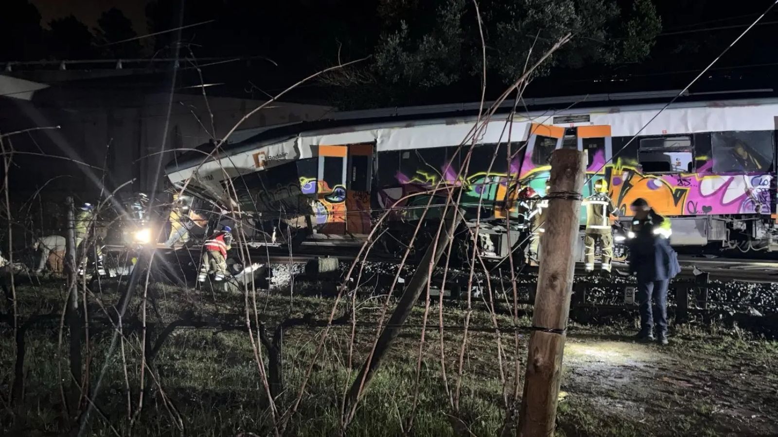 Así ha quedado el tren accidentado en Gelida