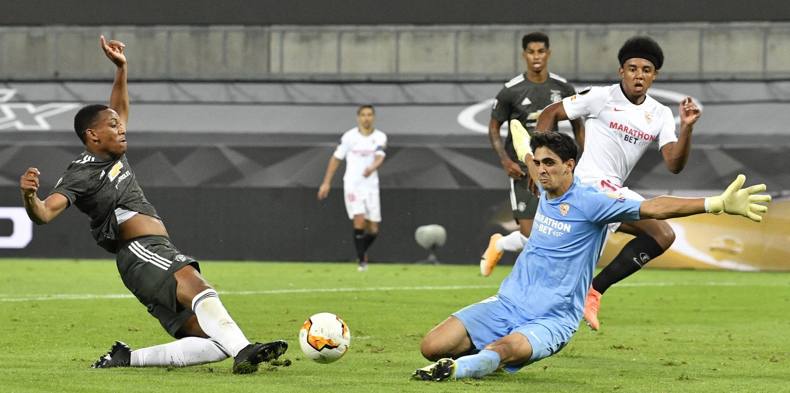 Imagen del encuentro entre Sevilla y Manchester United del año 2020